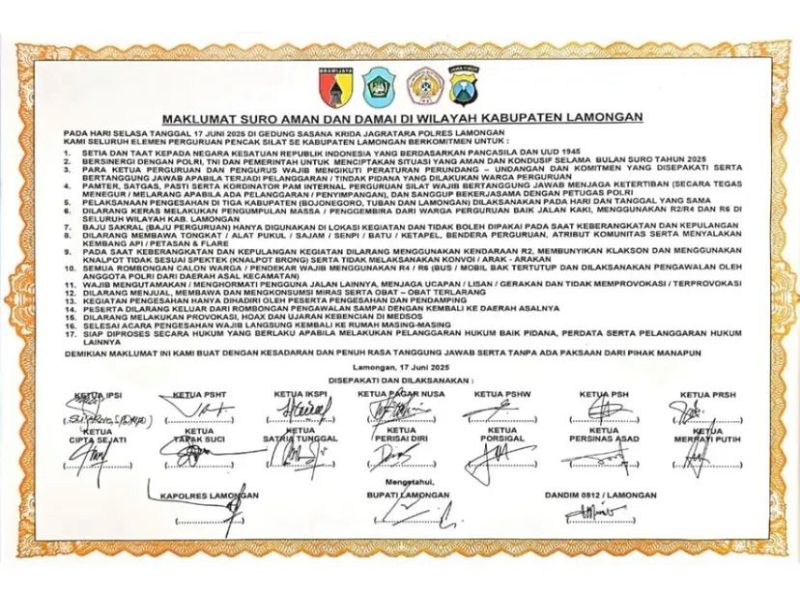 Maklumat 14 pemimpin pancak silat Lamongan.
