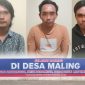 Tiga pelaku curat (atas), spanduk provokasi yang dipasang oleh seorang warga di Daramista, Kecamatan Lenteng, Kabupaten Sumenep.