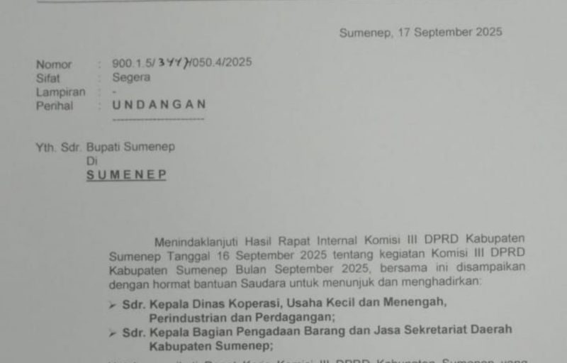Komisi III DPRD Kabupaten Sumenep, memastikan akan memanggil Bagian Pengadaan Barang dan Jasa Pemkab Sumenep, untuk meminta klarifikasi.
