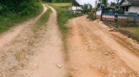 Potret jalan desa di Palengaan Laok, Kabupaten Pamekasan.