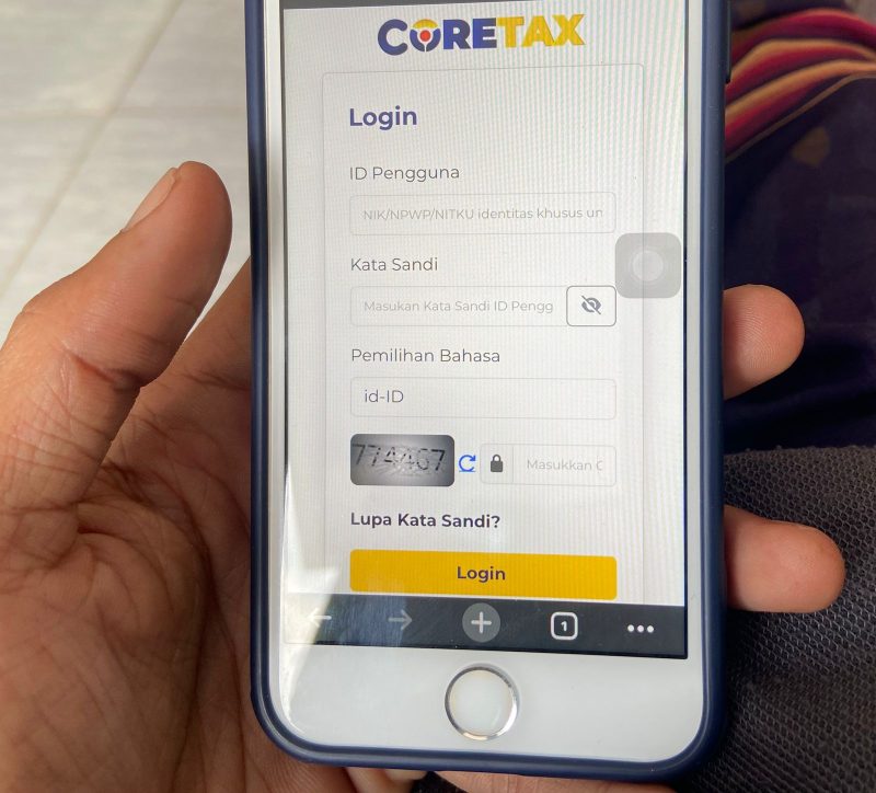 Pendaftaran administrasi pajak melalui Coretax oleh wajib pajak. Foto/Timesin