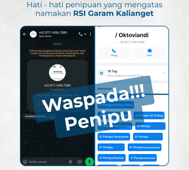 Penipuan mengatasnamakan RSI Garam Kalianget. Foto/Timesin